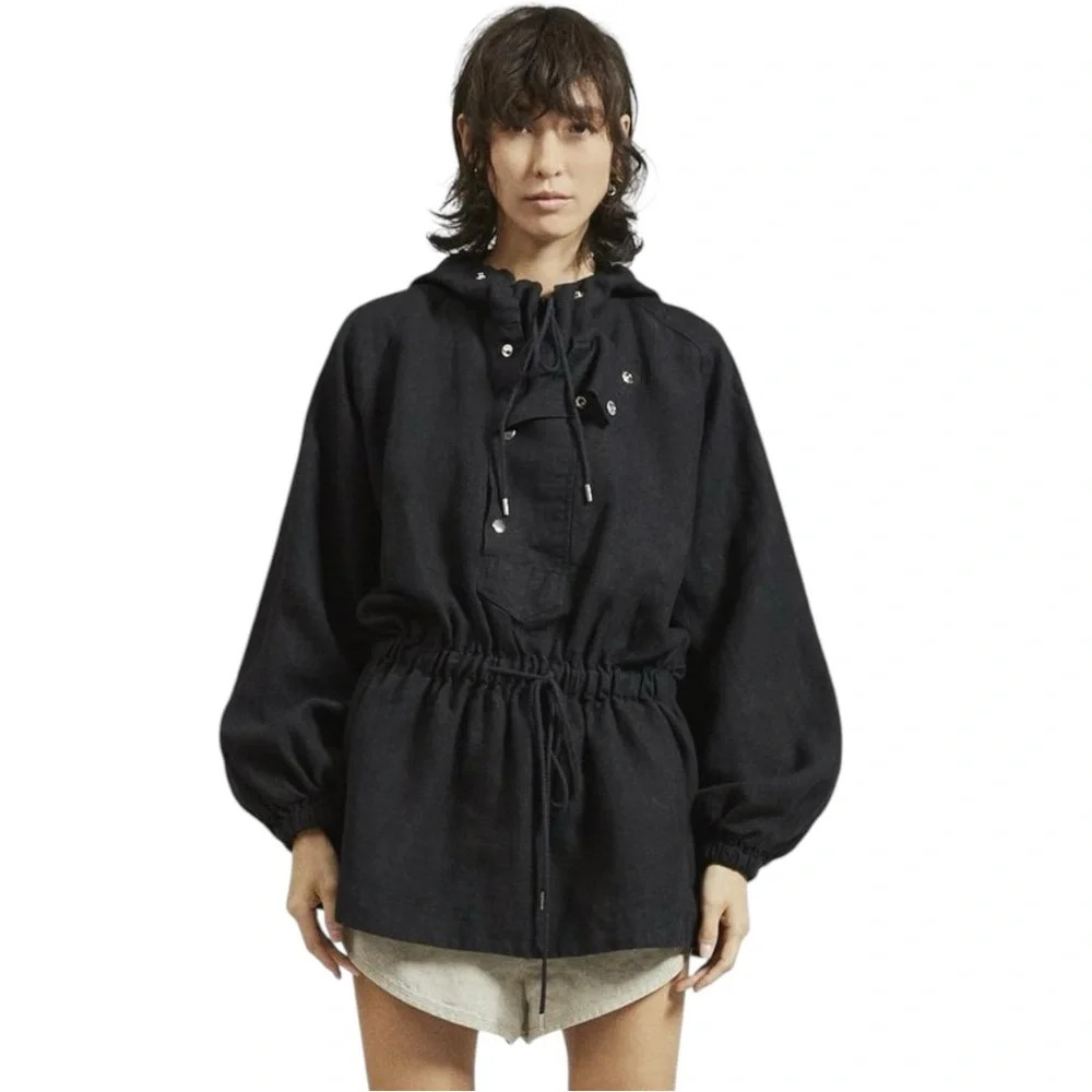 Rachel Comey Black Hooded Drawstring Waist Anorak